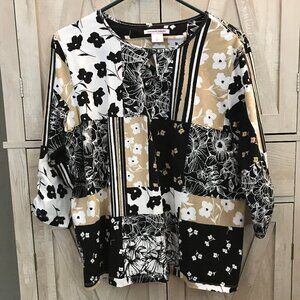 Allison Daley 3/4 Sleeve Woman's Top Size XL - Gently Used - Key-Hole Round Neck